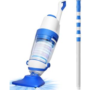 Pool Vacuum for Above Ground Pool, 1427 GPH Powerful Stable Suction, Telescopic Pole up to 90.7", 1H Runtime, Cordless Pool Vacuum for Inground Pools, Extra-Large Filter, Ideal for Leaves/Sand/Debris
