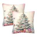 aipoase Christmas Tree in Snow Throw Pillow Covers 18 X 18 Inch Set of 2 Pillow Cases Decoration Cushion Cover for Sofa Bedroom Living Room Outdoor