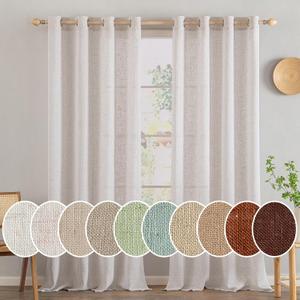 MIULEE Linen White Linen Curtains 90 Inch Long 2 Panels Set for Bedroom Living Room, Soft Thick Linen Textured Window Drapes Semi Sheer Light Filtering Grommet Top Burlap Look Decor (52"W x 90"L (Pack of 2))