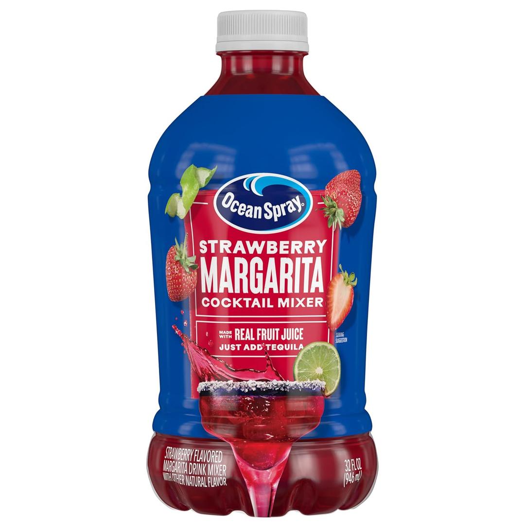 2 x Ocean Spray Strawberry Margarita Cocktail Mixer, Drink Mixer Made with Real Fruit Juice, 32 Fl Oz Bottle (EXP 04/20/26)