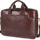 Augus Vintage Leather Briefcase for Men 15.6 Inch Laptop Computer Bag Retro Messenger Crossbody Shoulder Bag | Vintage Leather