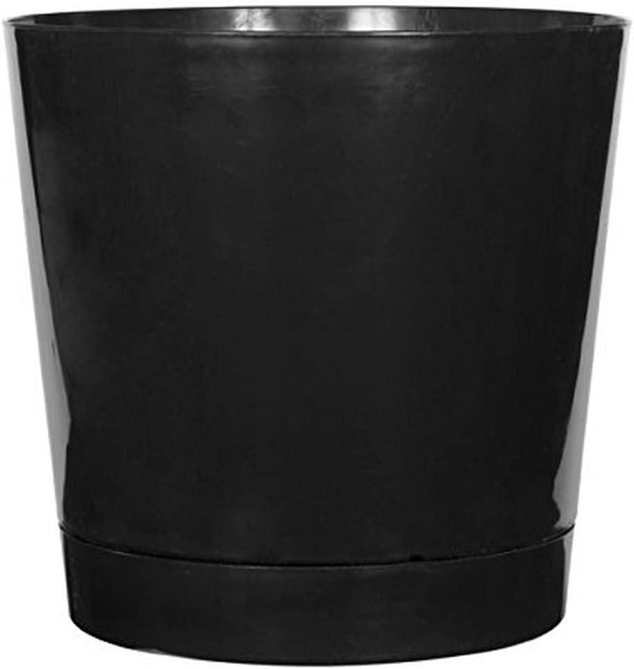 Novelty Root & Vessel Majestic Full Depth Round Cylinder Pot, Glossy Black, 14-Inch (10148)