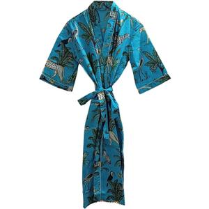 KRAAFTY Women's Cotton Printed Kimono Robe for Girls Light Bathrobe Long Kimono Gown Dress (Multicolor)