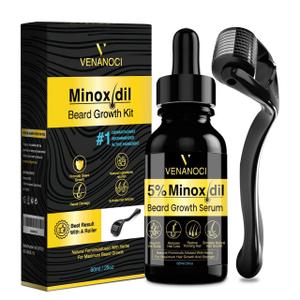 5% Minoxidil for Men Beard Growth Kit: Venanoci Hair Regrowth Oil with Biotin & Rosemary  Thicker, Fuller Beard & Hair  Stop Hair Loss & Thinning  Hair Growth Serum Treatment (2 Fl Oz (Pack of 1))