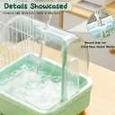 Bird Bath for Cage Parakeets, Indoor Cockatiel Bathtub Shower with Pump, Parrots Shower Accessories for Birdcage, Parrot Bathtub with Shower Running Water for Finches, Canaries, Lovebirds (Green)