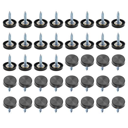 40 Pcs Mirror Screw Cover Cap 0.63"/16mm Diameter Black 304 Metal Decorative Screws with Cap and Gasket for Fasteners, Sign/Advertising Hardware, Construction, Tea Tables, Wardrobes Glass Furniture