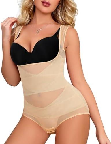 Nebility Shapewear for Women Tummy Control Bodysuit Faja Body Shaper Waist Trainer Snatched Corset Body Suit, 8/M