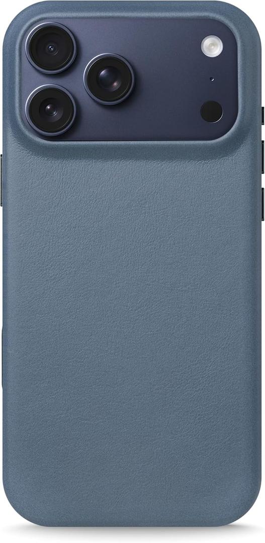 LONLI Edition | Italian Leather - for iPhone 17 Pro - Premium Italian Full Grain Leather Phone Case - [Develop Unique Patina] - [Built-in Camera Control and Compatible with Magsafe] - Azure Blue