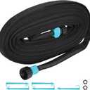 Flat Soaker Hose 50 ft for Garden Beds Drip Irrigation Hose Save 80% Water, Foundation Watering Hose with Soaker Hose Stakes (50ft)