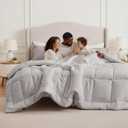 Bedsure Comforter Duvet Insert - Quilted Comforters Oversized King, All Season Duvet, GentleSoft Down Alternative Bedding, with 8 Tabs, Gifts for Women/Men, Light Grey, Oversized King 116 x 98 Inches