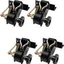 Lumber Rack Ratchet Straps, W/J-Hook (4PCS), 1.4" Black Square Tube Mount, 1.5" Wide x 7.5' Long, Black Ladder Rack Ratchet Straps, 500 lbs Load Heavy Duty, Truck Rack Straps, Pipe/Roof Rack Strap