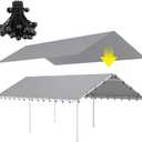 DWALE 10 x 20 Ft Carport,Replacement Canopy Cover Garage Top Tent Shelter Tarp,Grey with 48 Ball Bungee Cords Waterproof & UV Protected (Only Tarp Cover, Frame Not Include)
