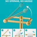 Freestanding Toilet Paper Holder Stand, 4.57 LB Weighted Base Toilet Paper Stand with Pivoting Arm, 304 Stainless Steel Floor Toilet Roll Holder No Drilling, 25.6 Inch, Gold