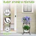 Potted Plant Stand 2 Tier Metal Flower Pot Stand Anti-Rust Heavy Duty Plant Holder Shelf for Home Indoor Outdoor