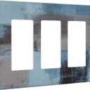 Navy Blue Turquoise 3 Gang Triple Rocker/Light Switch Wall Plate Cover Teal Indigo Abstract Art Decorative Electrical Faceplate for Kitchen Bathroom Bedroom