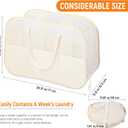 Collapsible Laundry Baskets with 3 Compartment, 150L Tear-proof Pop Up Hamper, Foldable Laundry Basket with Tote Handles, Dirty Clothes Hamper for Laundry, Bedroom, Bathroom, Dorm Beige