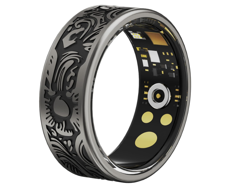 Smart Ring Heart Rate Monitor Sleep Ring Fitness Tracker Blood Pressure Step Counter Calories Pedometer Waterproof Health Vintage Smart Rings for Men Women Unique Anillo inteligente