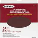 Hyde Round Abrasive Sanding Disc, 9" 120 Grit, 25 Pack fits Hyde Radial Sander