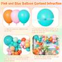 170Pcs Tropical Hawaiian Balloon Garland Arch Kit, Orange Pink Teal Blue Light Green Yellow Red Colorful Balloons for Summer Pool Beach Tropical Flamingo Luau Baby Shower Birthday Party Decorations