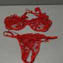 Lilosy Sexy Underwire Cute Push Up Strappy Embroidered Mesh Sheer Lingerie Set See Through Panty Bra, Medium