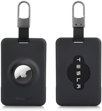 PROfezzion Tesla Key Card Holder with AirTag Slot, AirTag Tesla Card Plastic Card Key Holder for Model 3 Y S X Cybertruck with Keychain Key Rings, Key Card Protective Case Cover for Tesla - 2 Pack