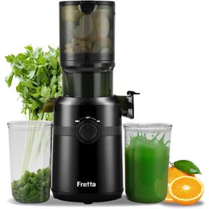Cold Press Juicer Machines Slow Masticating Juicer Machines with 1.1 L Large Feed Chute Fit Whole Fruits and Vegetables Easy Clean Self Feeding,High Juice Yield,BPA Free (Ink-black)