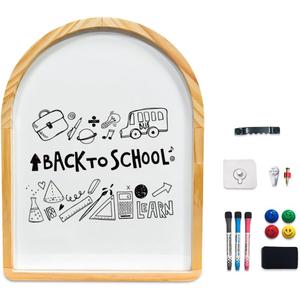 Curved Whiteboard, Dry Erase Board, Holiday Gift, Pine Frame, Wall Mounted, with Four Magnets and Writing Pens, Easy to Erase, Writing Board, Home, School