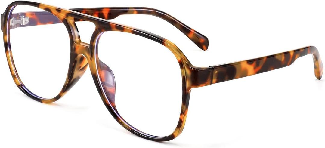 FEISEDY 70s Aviator Glasses Frame Blue Light Blocking Glasses Oversized Square Computer Glasses Women Men B2888