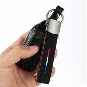 KeeForthewin American flag 3-Color Flag Stripe Embroidery Leather gun-black Keychain Ring for All CAR (American flag 3-Color)