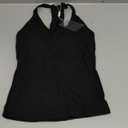 Danysu V Neck Racer Back Tank Top for Women Padded Ribbed Long Tank Fitted Basic Cami Tops (Small, Black)