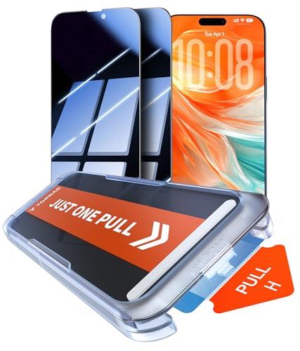 TORRAS Uncrackable 9H+ for iPhone 17 Pro Max Privacy Screen Protector [ 12FT Military-Grade Anti Shatter] [Top 25° Anti Spy, Data Protection] Full Coverage Tempered Glass, 2-Pack 6.9"