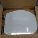 Mayfair Bennett Toilet Seat with Chrome Hinges, Slow Close Wood Seat, Secure Metal Hinges, Easy Install, Made in USA, Round, White