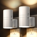 L LOHAS LED Night Light Plug in, Modern Night Lights Plug into Wall, Dusk to Dawn Sensor, Soft White 3000K, 0-100LM Adjustable Brightness, Dimmable Night Lights for Hallway Bedroom Stairway, 2 Pack (White)
