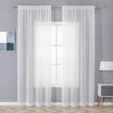 WUBODTI White Sheer Linen Curtains 84 Inches Long 2 Panel Sets for Living Room, Rod Pocket Cheap Semi Sheer Voile Tulle Window Curtain Drapes for Bedroom Dining Room, 52"x84"