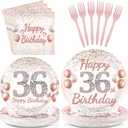 96 Pcs 36th Birthday Party Supplies for Women, Serves 24