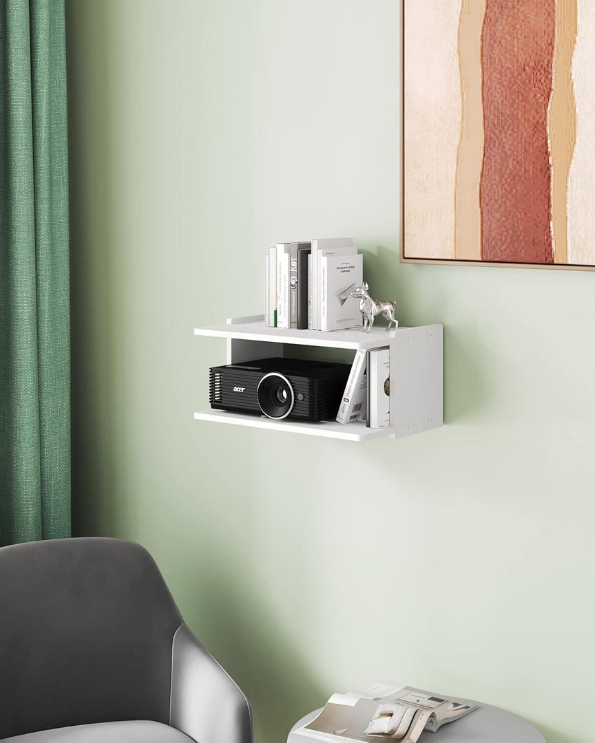 Projector Shelf for Wall, Floating Projector Wall Mount, Game Shelf for Xbox one S/X Series S, Holder Stand Accessories White
