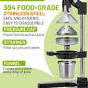 Cast Iron Juicer,Manual Juicer Hand Press,Professional Citrus Juicer,with Stainless Steel Cup,Easy to Use & Clean,Heavy Duty Stainless Steel Manual Juicer For Orange Juice,Pomegranate,Lemon(Black)
