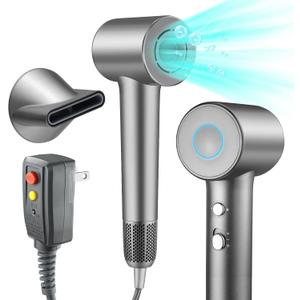 High Speed Hair Dryer,200 Millions Negative Ionic Blow Dryer, Powerful 1500W Fast Drying Low Noise Blow Dryer, Temperature-Control Hairdryer with Diffuser & Nozzle