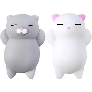 Nutty Toys Squishy Cat Set - 2" Soft Silicone Kawaii Kitties, Top Stress Relief Toy 2026, Unique Kids & Adults Egg Filler Gift Idea, Best Teenage Girl, Teen Boy & Tween Easter Basket Stuffers Present, Pack Of 2