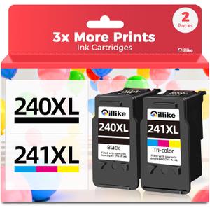 240xl 241xl Ink Cartridges Replacement Compatible for Canon PG-240 CL-241 XL pg240 cl241 Combo Pack for MG3620 MG3600 MG3520 TS5120 MG2120 MX472 MX452 MX512 MX532 Printer (1 Black,1 Color)
