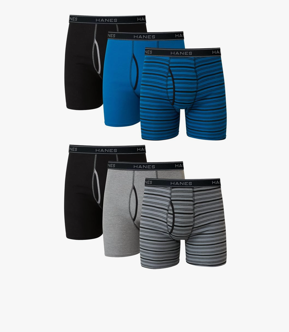 Hanes Boxer Briefs, Cool Dri Moisture-Wicking Underwear, Cotton No-Ride-up for Men, Multi-Packs 2 XL 6 Pack