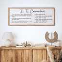 The Ten Commandments Wall Decor, 40x15 inch Rustic Bible Verse Wall Art, Christian Religious Scripture Print, Farmhouse Style Framed Wall Hanging Christian Gifts for Family Home, Natural