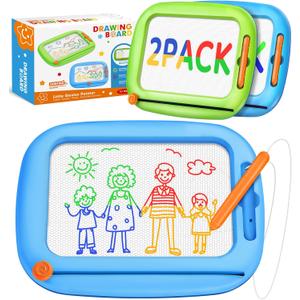2 Pack Magnetic Drawing Board, Toddlers Toys Ages 1-2 & 2-3, Learning and Educational Writing Painting Doodle Pad for Toddlers for 1 2 3 Year Old, Ideal Christmas Birthday Gifts for Kids Boys Girls (Bluegreen)