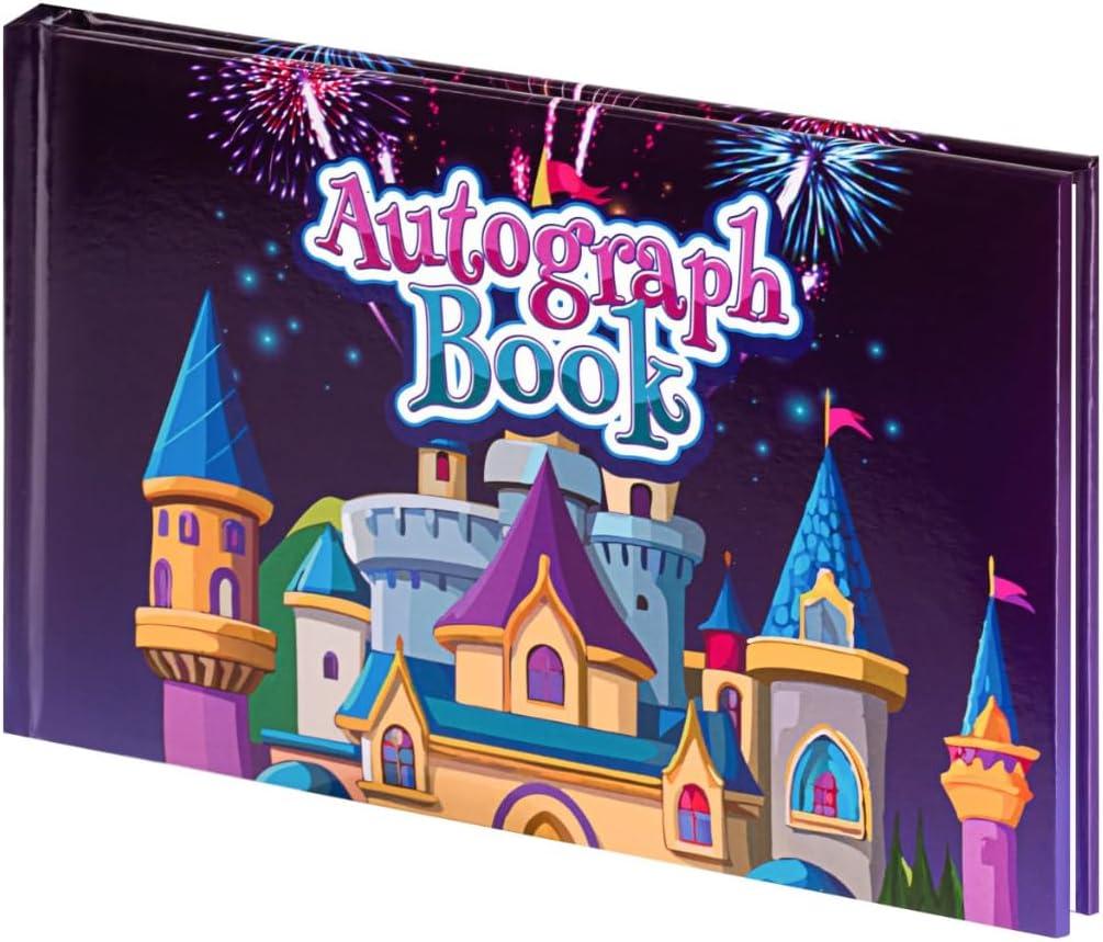 Autograph Book for Disney Theme Park or Cruise Vacation Essentials  Castle Hardcover Signature Book, Sewn Binding, Thick No Bleed Pages, Compact 5 x 8 Inch Size