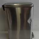 Home Zone Living 12 Gallon Slim Kitchen Trash Can with Soft Close Lid, Step Pedal, Bag Tuck Band, and Removable Liner, Stainless Steel, Silver