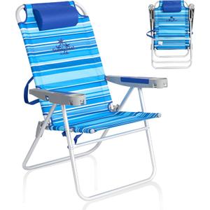 SUNNYFEEL Tall Folding Beach Chair Lightweight, Portable Sand Chair for Adults Heavy Duty 500 LBS with Cup Holders, Foldable High Camping Lawn Chairs for Camp/Outdoor/Picnic/Concert/Sports