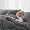 Newspin Twin Comforter Set Grey - Bed in a Bag Twin Size 6 Pieces, All Season Bed Set, Fluffy Comforter Set with Sheets, Sheet Set Quilt Blanket, Pillowcases & Shams & Bed Skirt