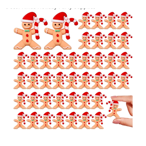 50pcs Miniature Gingerbread Christmas Mini Figurines Decoration Rubber Christmas Figurines Mini Collectible Ornaments Gifts for Home Table Decor Xmas Holiday Party Supplies