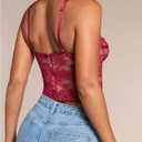 WDIRARA Women's Cut Out Lace Crop Bustier Corset Tank Top Sexy Going Out Party Club Tops (Red), M