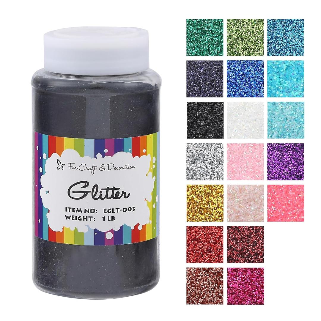 Craft and Party, Craft Glitter for Craft and Decoration 1 Pound Bottled (Ultra Fine - 1/128", 0.008", 0.2mm, Black)